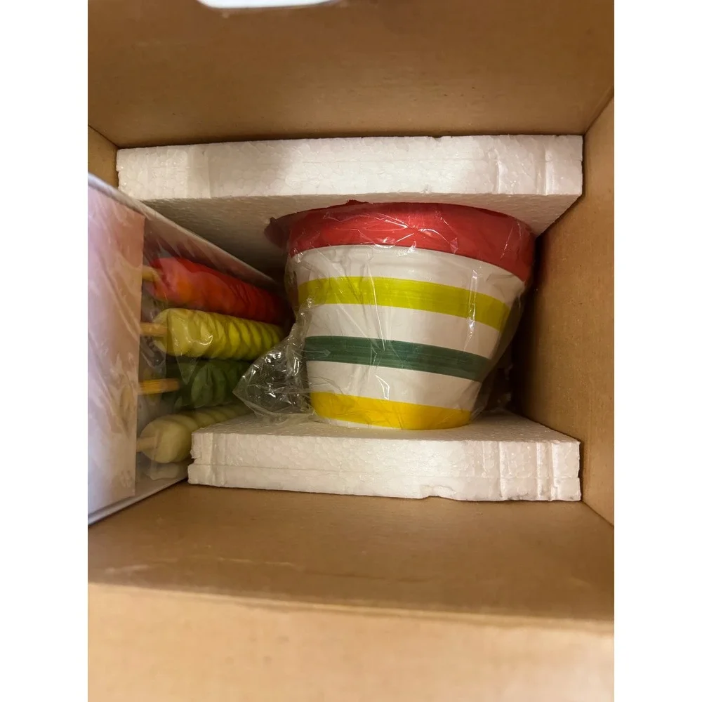 InsideOut by the Cellar Citronella Torches 4pk in Striped Ceramic Pot New